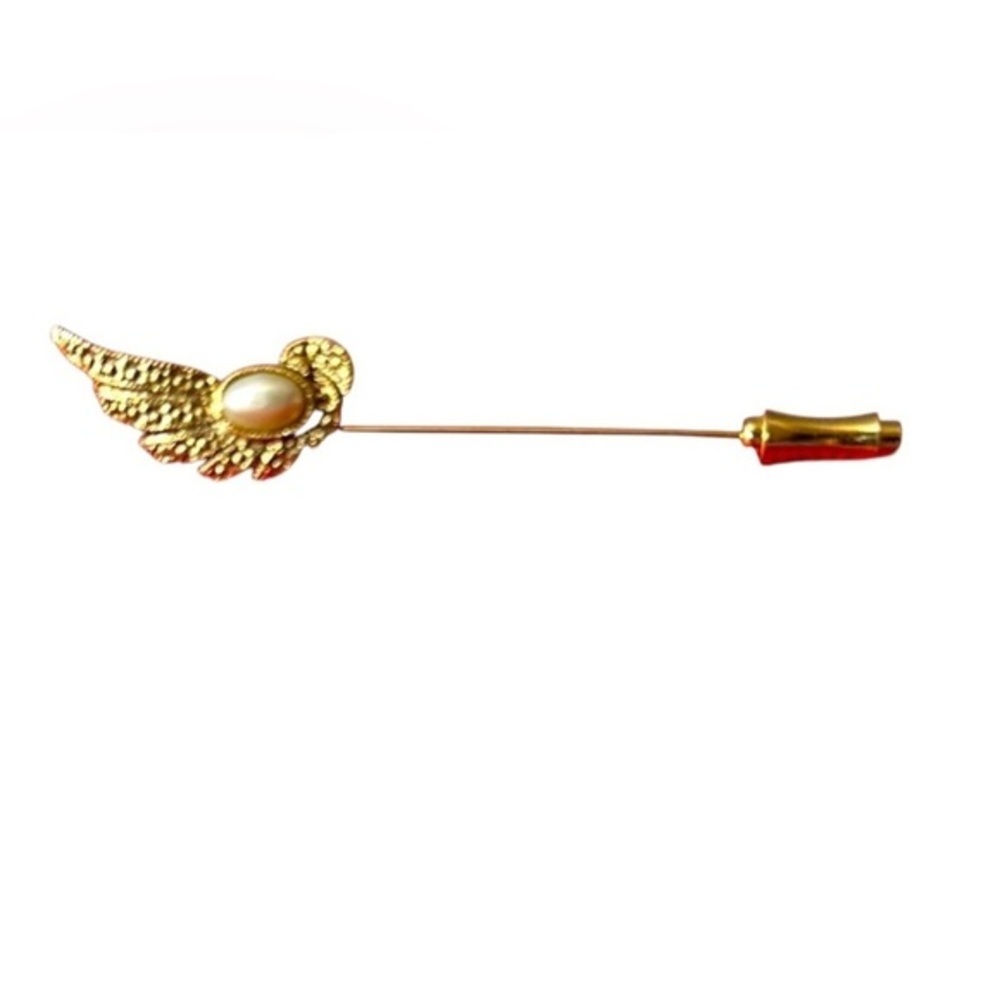Angel Wing Stick Pin with Faux Pearl 0681